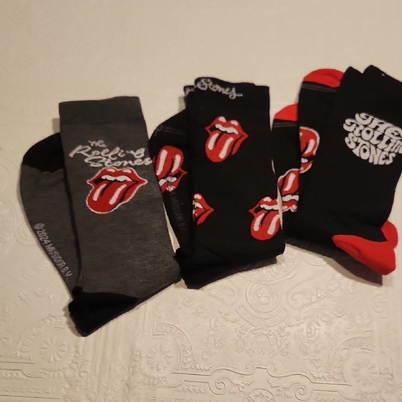 The Rolling Stones Black and Red Crew Socks - Picture 2 of 5